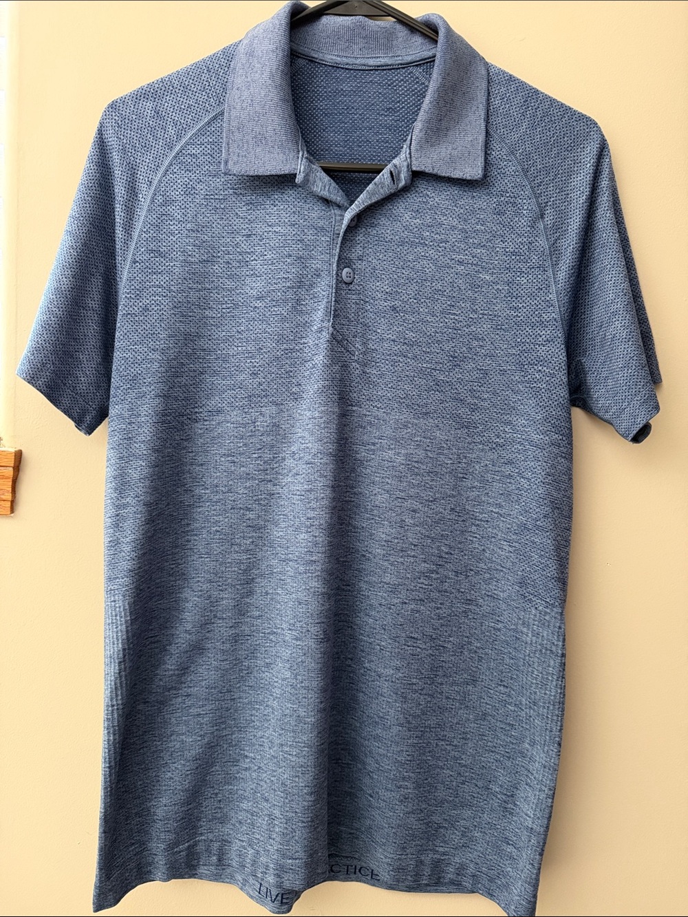 Luluemon Metal Vent Tech Men's Blue Polo Shirt - Classic Short Sleeve.